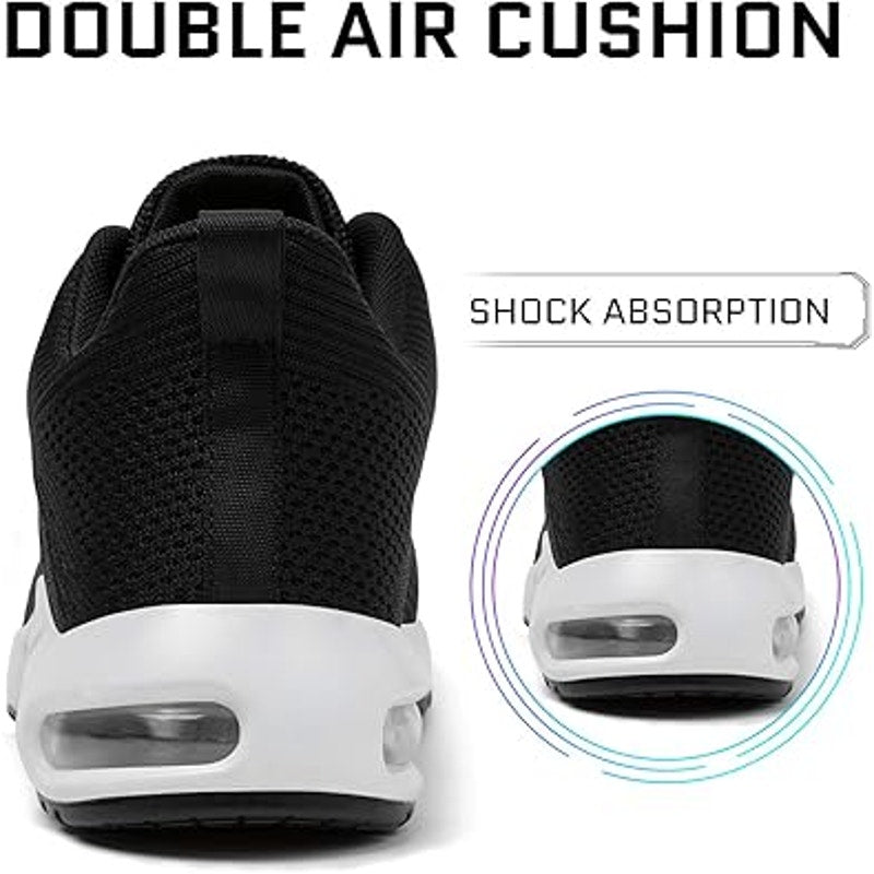 Mishansha Womens Size 7 Black White Air Cushion Running Sneakers Athletic Shoes