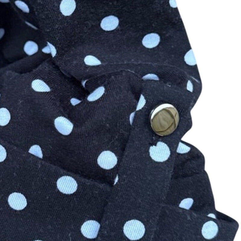NWT New Adele &amp; May Womens Medium Black Polka Dot Quarter Button Long Sleeve Top
