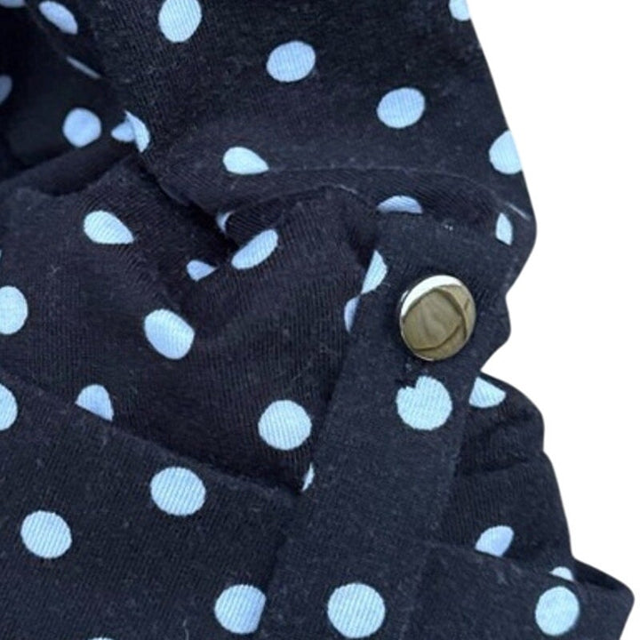 NWT New Adele &amp; May Womens Medium Black Polka Dot Quarter Button Long Sleeve Top