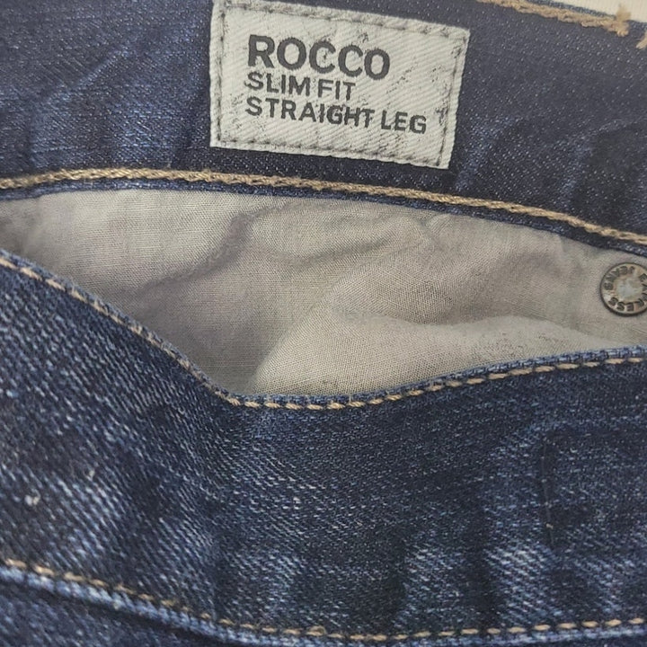 Express Jeans Mens 33x32 Rocco Slim Fit Straight Leg Factory Whiskered Jeans