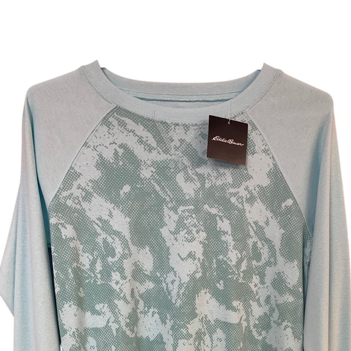 New Eddie Bauer Womens XS Aqua Lightweight Print Long Sleeve Sweatshirt