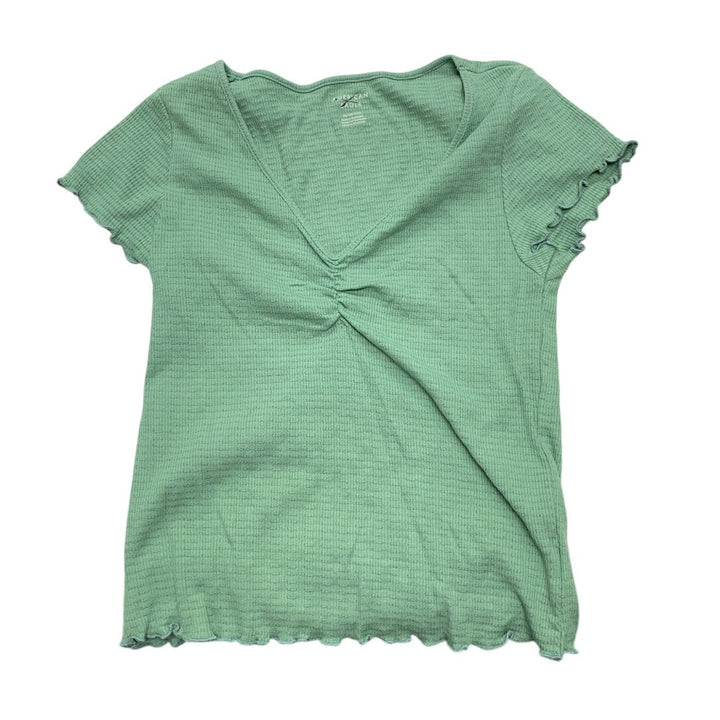 2 New American Eagle Womens XL Textured V Crew Neck Short Sleeve Tops
