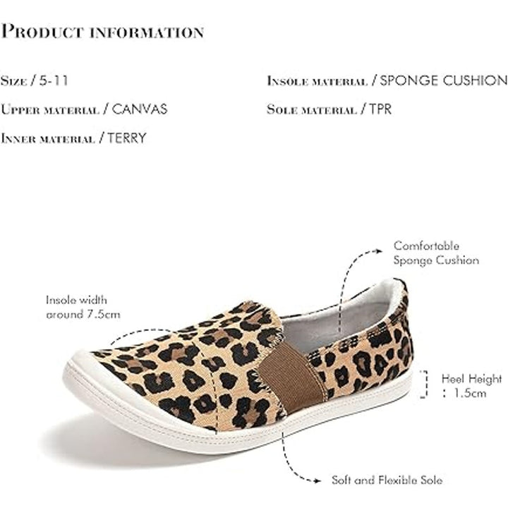 Funky Monkey Women Size 11 Tan Leopard Spot Slip On Low Top Canvas Sneaker Shoes