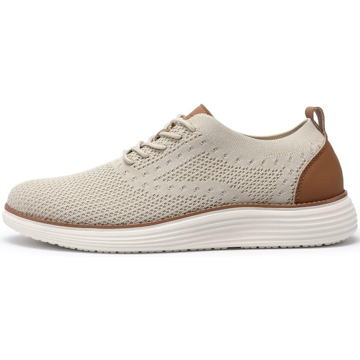 Vilocy Mens Size 10 Tan Brown Lace Up Knit Mesh Casual Oxford Sneakers Shoes