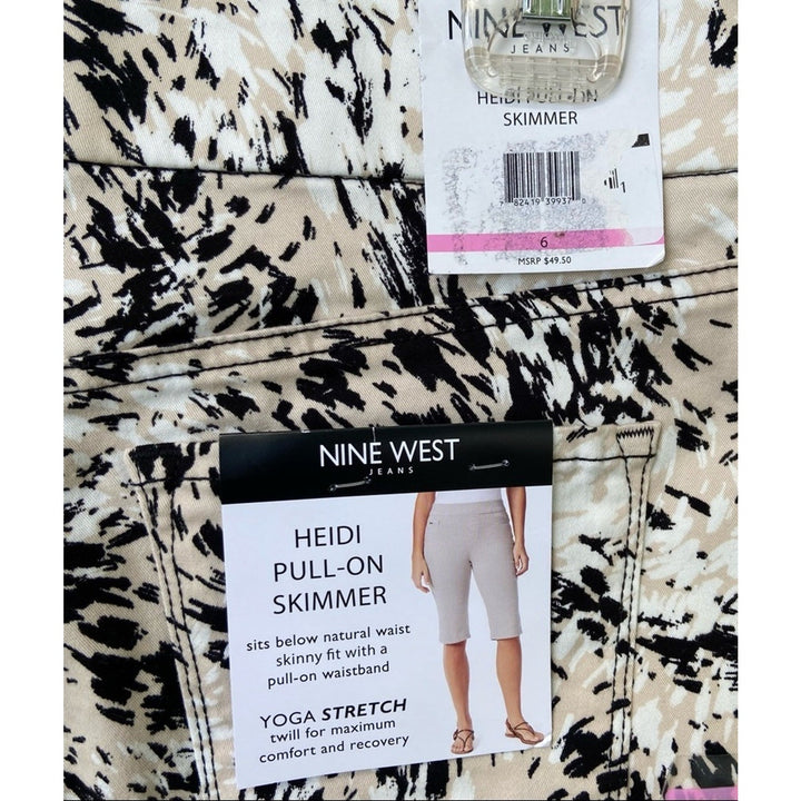 NWT New Nine West Womens Size 6 Stone Abstract Print Heidi Pull On Skimmer Pants
