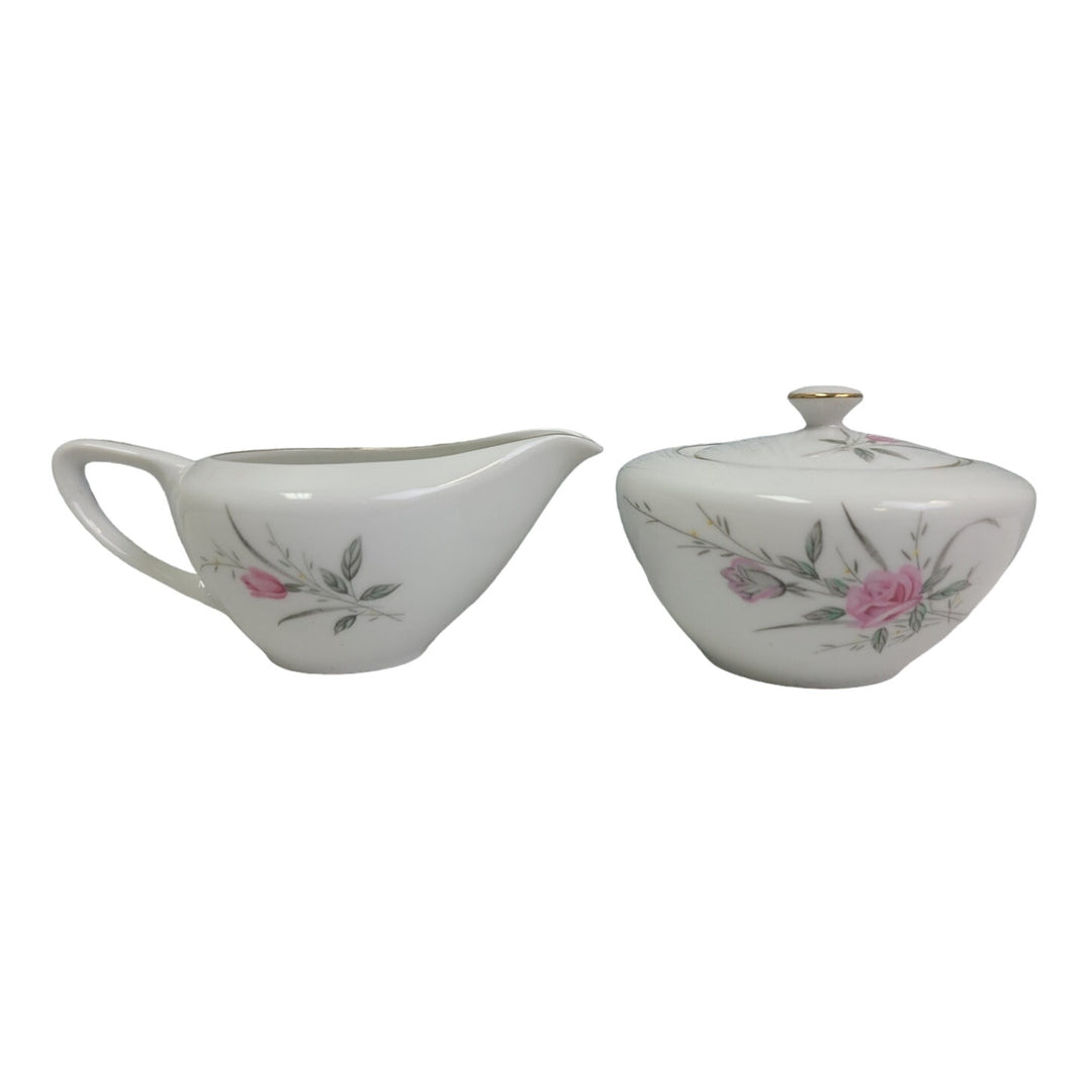Vintage Golden Rose Fine China Made In Japan Creamer Sugar Bowl w Lid