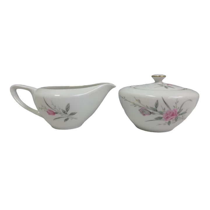 Vintage Golden Rose Fine China Made In Japan Creamer Sugar Bowl w Lid