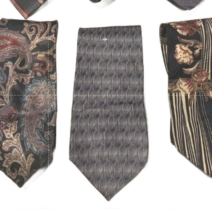 Lot of 6 Black Gray Silver Polka Dot Geometric Vintage and Newer Mens Neck Ties