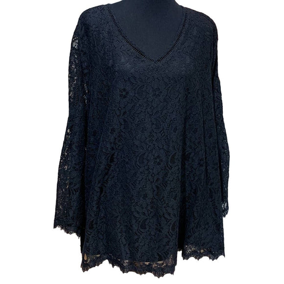 Style & Co Woman 3X Long Sleeve Lacy Hi Low Tunic w Front Torso Lining Blouse
