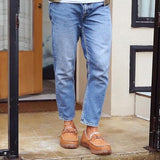 Vlly Mens Size 9 Tan Orange Faux Suede Micrsuede Slip On Moccasin Slipper Shoes