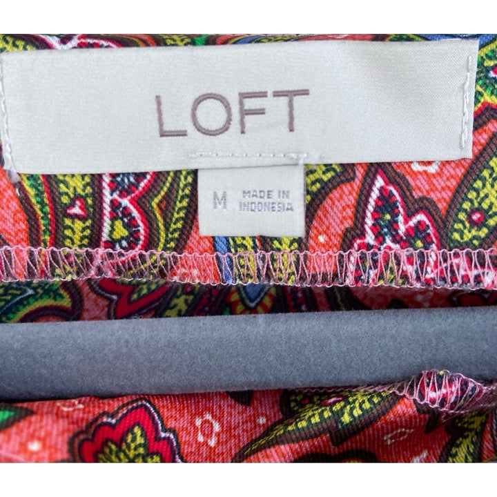 New Loft Womens Medium 100% Polyester Floral Paisley Long Sleeve Blouse Top