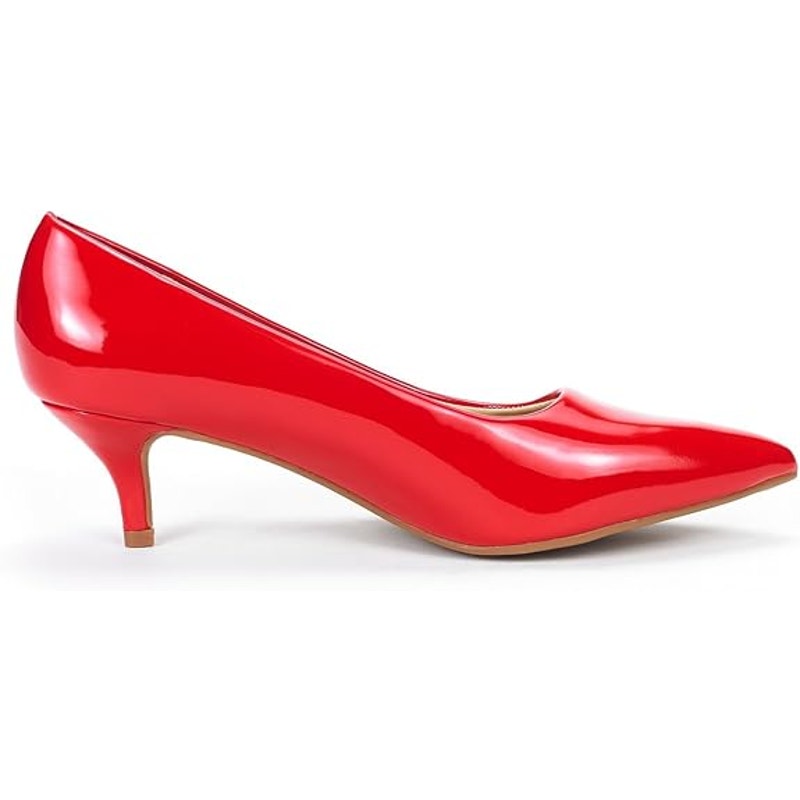 Dream Pairs Womens 8.5 Red Faux Leather 2.5" Heel Pointy Toe Slide On Pump Shoes