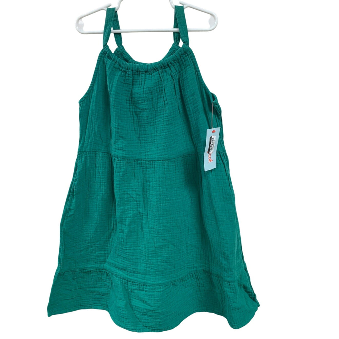 New Cat &amp; Jack Girls Large (10/12) Thin Adjustable Strap Green 100% Cotton Dress