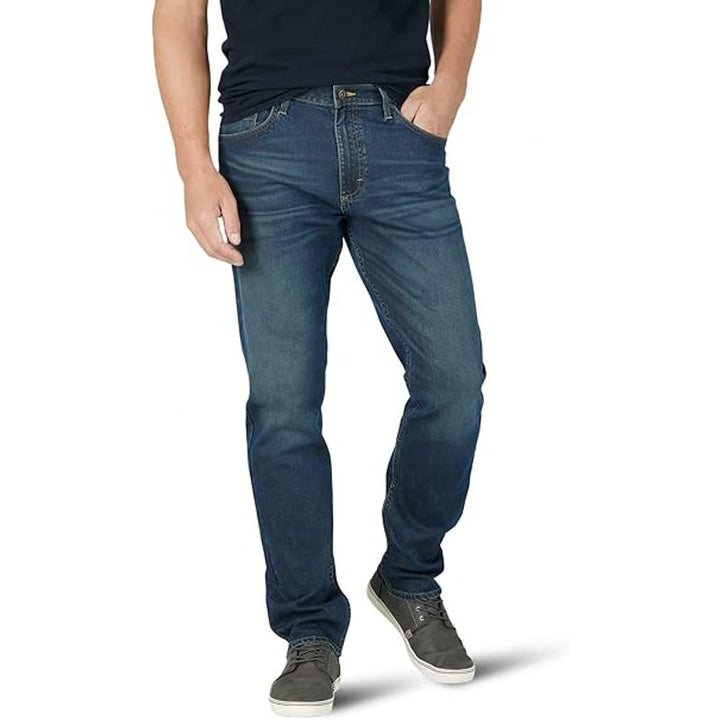Wrangler Authentics Mens 33 X 30 Athletic Fit Stretch Denim Blue Jeans w Flaw