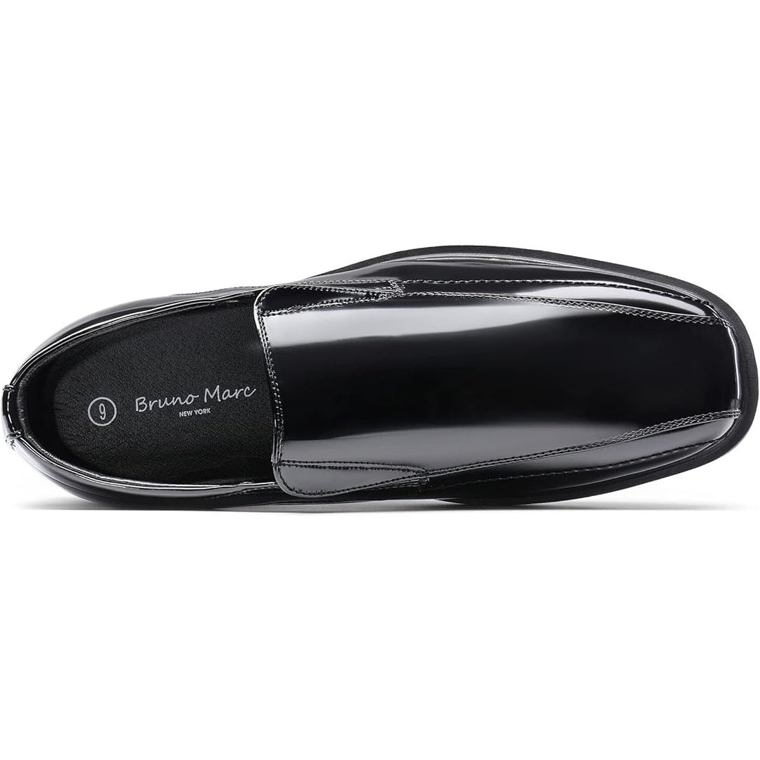 New Bruno Marc Mens Size 8 Shiny Black Square Toe Dress Loafers Formal Shoes