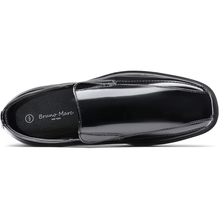New Bruno Marc Mens Size 8 Shiny Black Square Toe Dress Loafers Formal Shoes