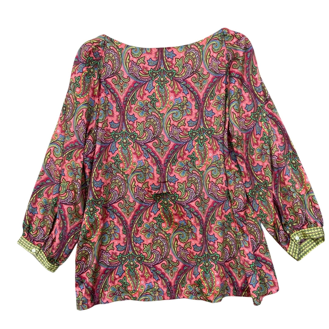 New Loft Womens Medium 100% Polyester Floral Paisley Long Sleeve Blouse Top
