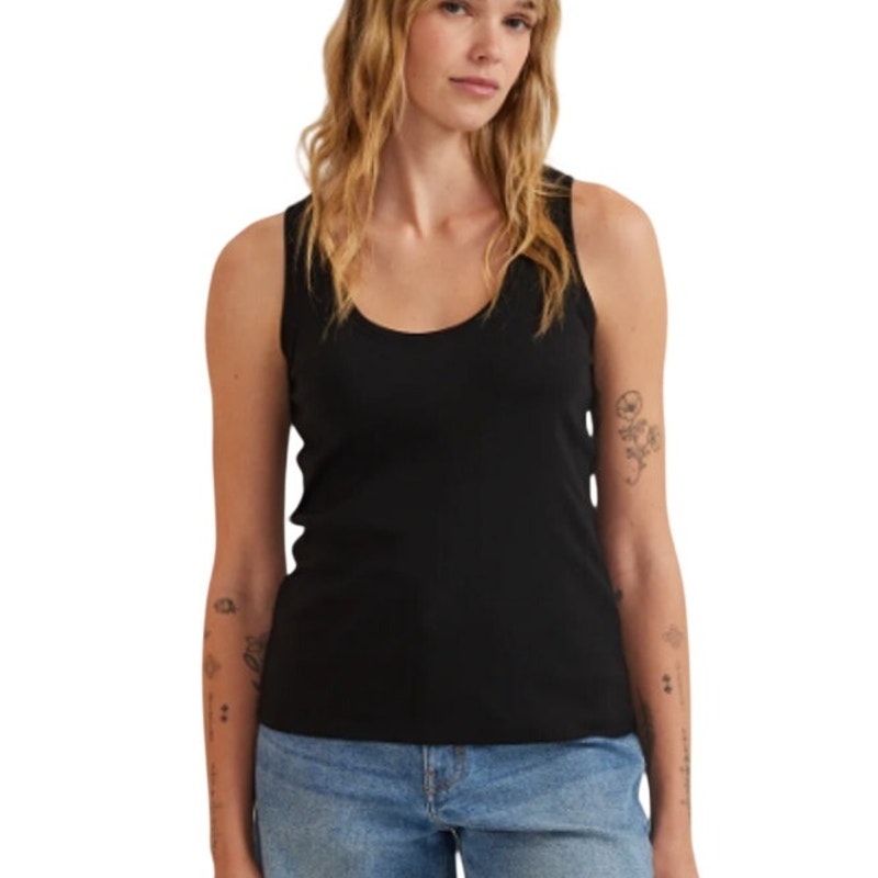 New Eddie Bauer Womens Black Favorite Scoop Neck PolyCotton Sleeveless Tank Top