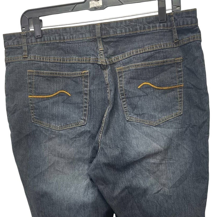 Zana-Di Womens Size 22S Short Ramie Cotton Blend Dark Wash Boot Cut Denim Jeans
