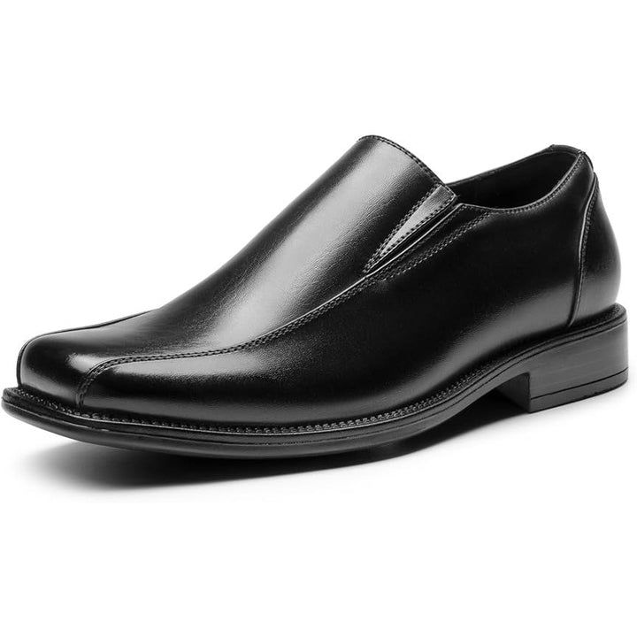 Bruno Marc Mens Size 10 Shiny Black Faux Leather Dress Loafers Formal Shoes