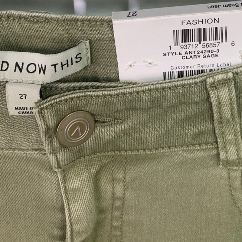 NWT New And Now This Womans 27 Clary Sage Midrise Stretch Wide Leg Denim Jeans
