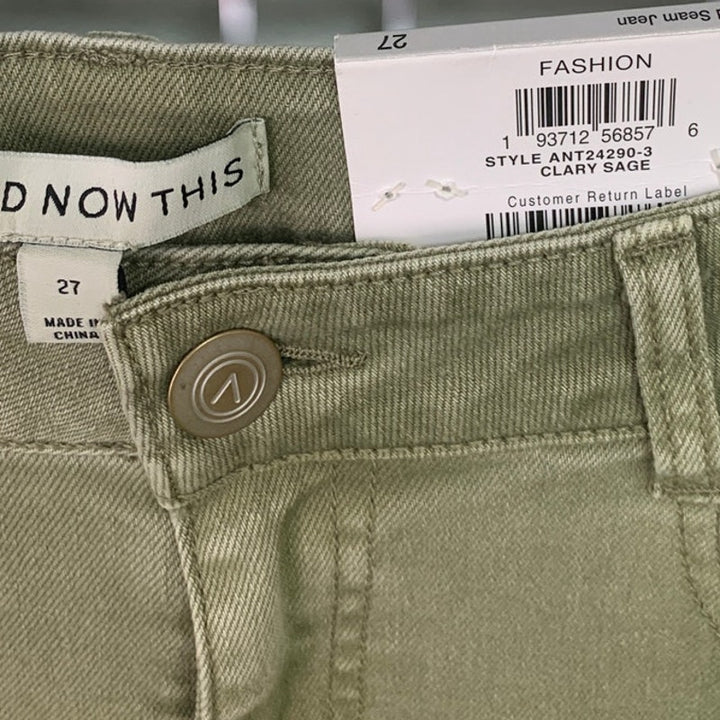 NWT New And Now This Womans 27 Clary Sage Midrise Stretch Wide Leg Denim Jeans