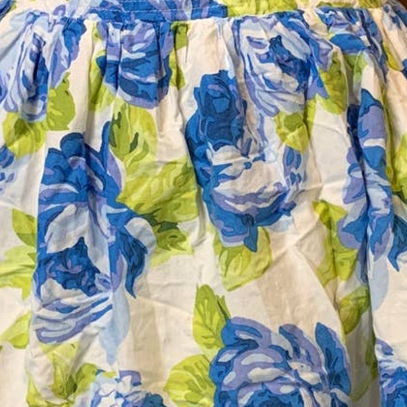 Abercrombie &amp; Fitch Medium Blue Floral Cotton Blend Short Elastic Waist Skirt