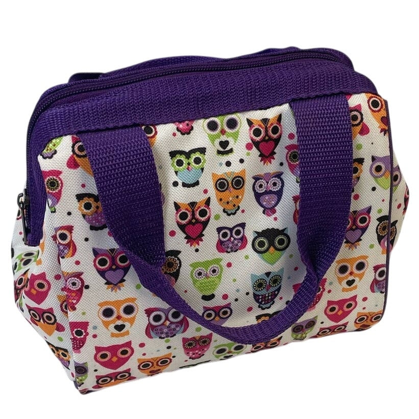 Fit &amp; Fresh Zip Top Owl Bird Print Double Handle Thermal Lunch Bag Tote