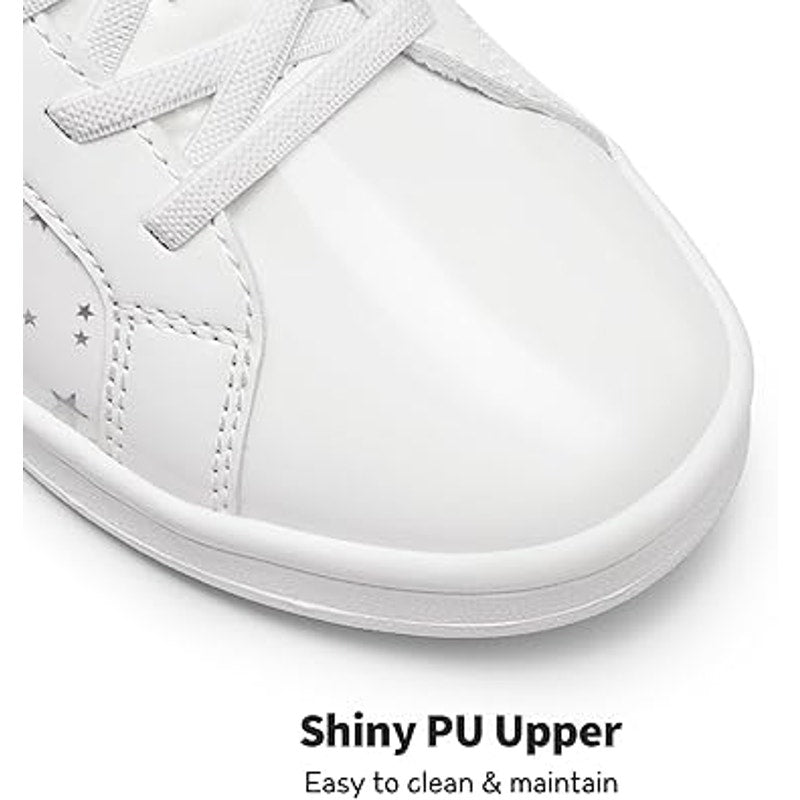 Dream Pairs Toddler Girls Size 10 White Hook Loop Silver Stars Athletic Shoes
