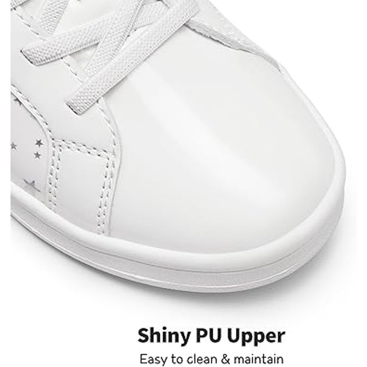 Dream Pairs Toddler Girls Size 10 White Hook Loop Silver Stars Athletic Shoes