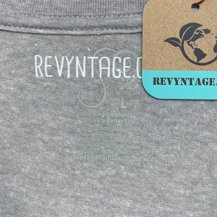 New Hand Printed Large Heathered Gray Floral Wrap Around Short Sleeve Tee Shirt