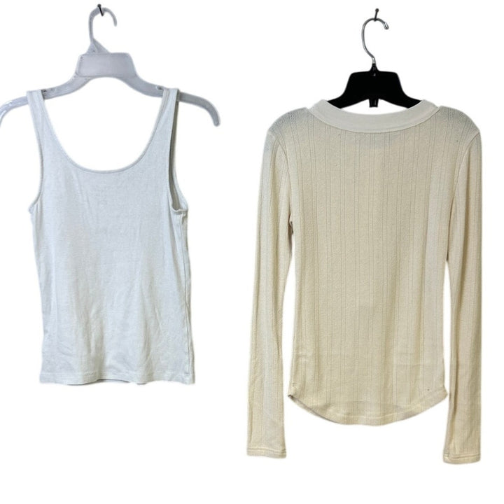 Lot of 2 A New Day Aerie Womens Small Medium Long Sleeve Top Ribbed Tank Top