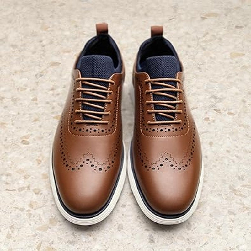 Bruno Marc Mens Size 9.5 Brown MaxFlex Dress Sneakers Oxfords Casual Shoes
