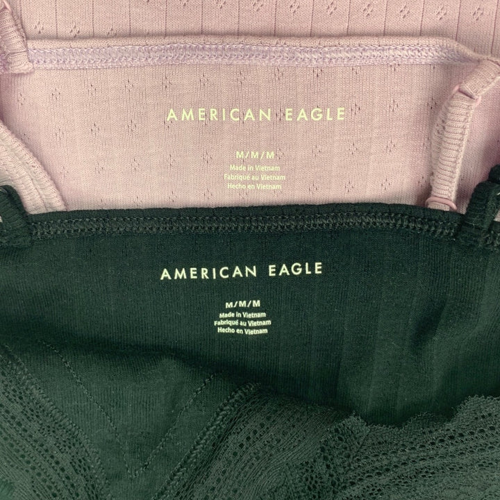 2 New American Eagle Womens Medium Lace Ruffled Edge Spaghetti Strap Tank Tops