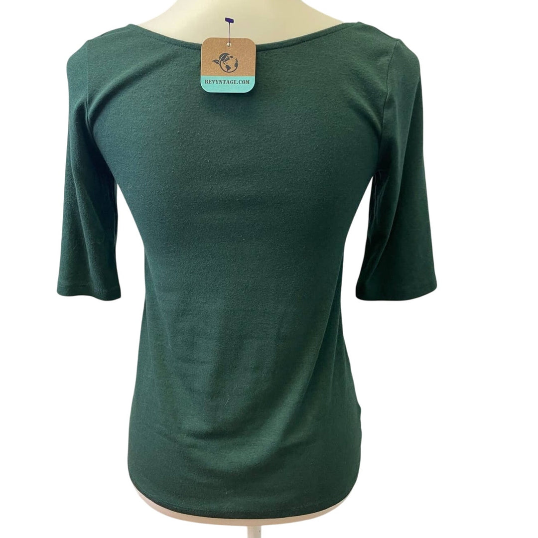 Hand Printed Upcycled Womens Small Dandelion Deep Scoop Neck Tee Shirt