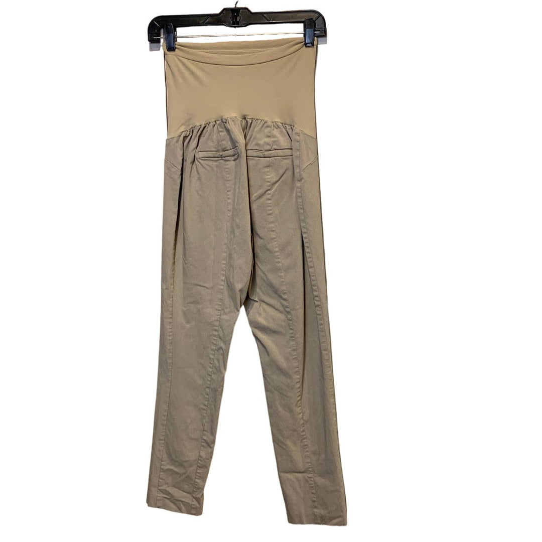 Motherhood Maternity XL Khaki Secret Fit Belly Stretch Panel Long Tan Pants