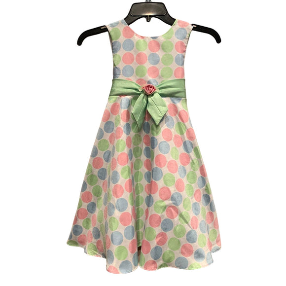 George Girls 6X Easter Spring Wedding Sleeveless Polka Dot Ribbon Belt Dress