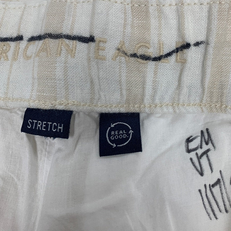 New American Eagle Womens Size 4 Striped High Rise Linen Trouser Wide Leg Pants