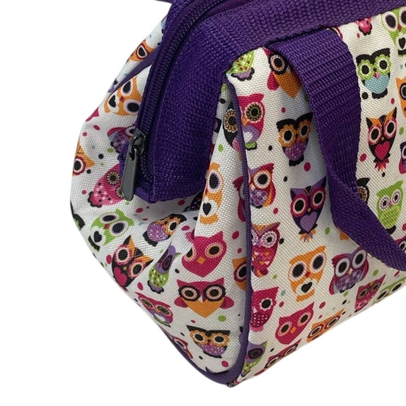 Fit &amp; Fresh Zip Top Owl Bird Print Double Handle Thermal Lunch Bag Tote