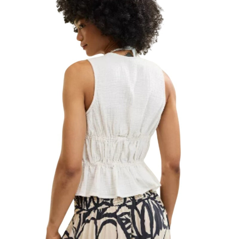 New Aerie Womens Small 100% Cotton Open Tie Front Gauzy Sleeveless Tank Top