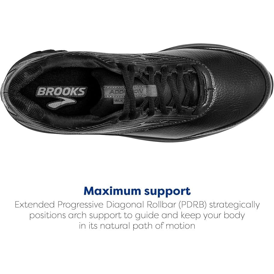 Brooks Mens Size 9.5W Wide Black Addiction Walker 2 Lace Up Athletic Shoes