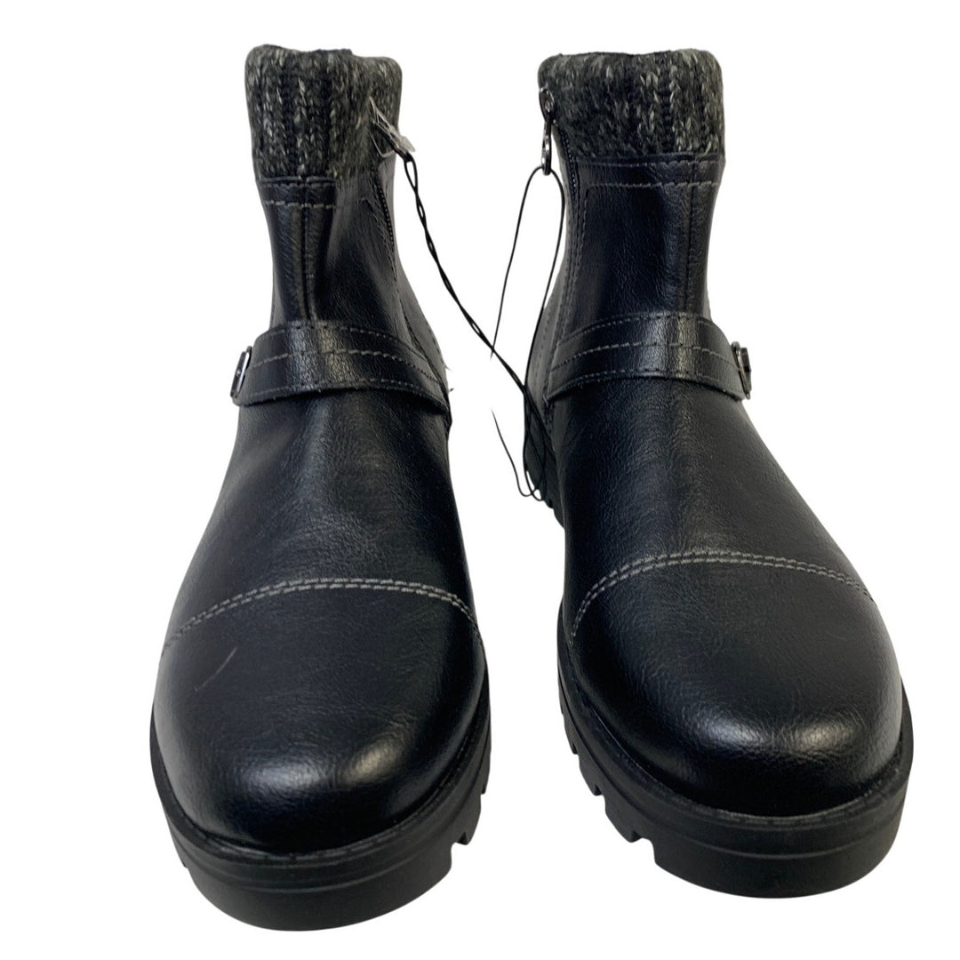 New JSport Womens Size 8.5 Black 1.5" Heel Ankle Boot Side Zip Round Toe Shoes