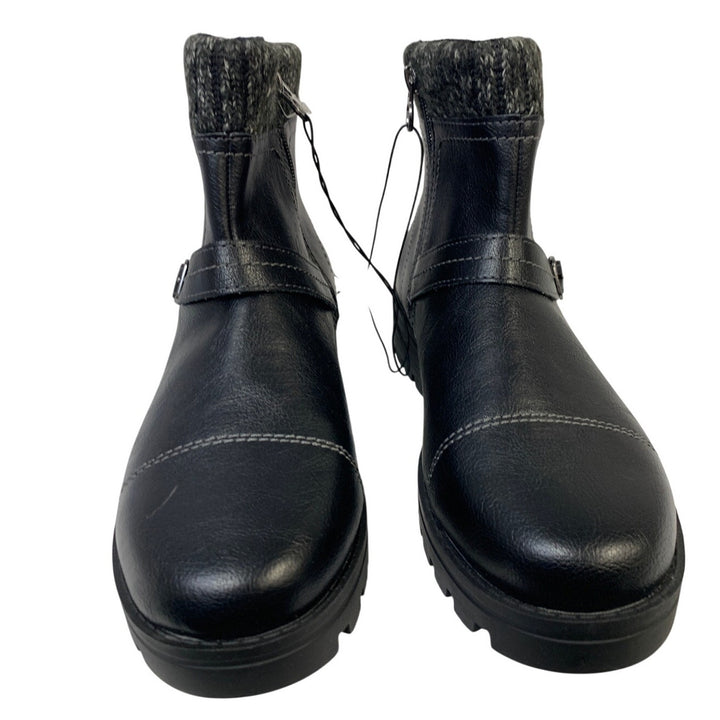 New JSport Womens Size 8.5 Black 1.5" Heel Ankle Boot Side Zip Round Toe Shoes