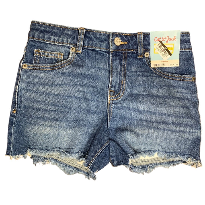New Cat &amp; Jack Girls XS (4/5) Stretch Cotton Cutoff Denim Blue Jean Shorts