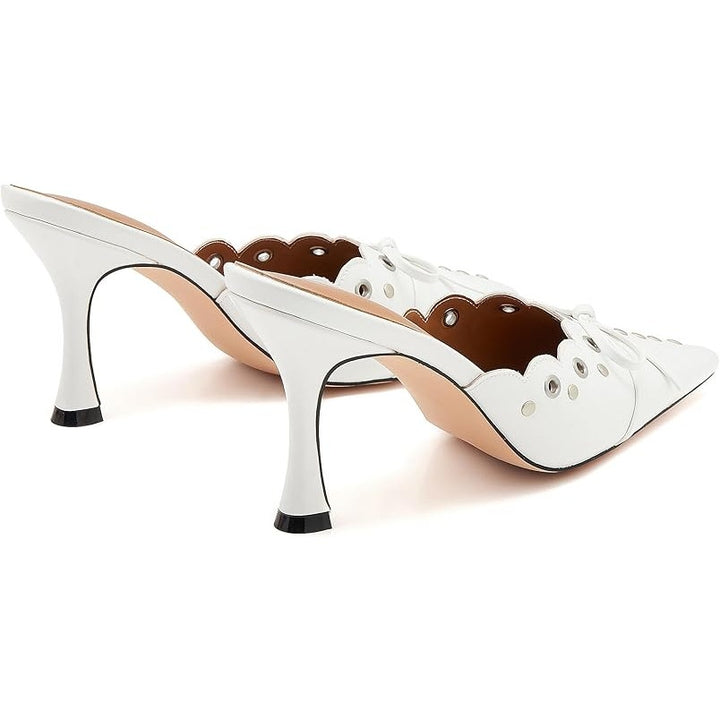New Atbell Womens Size 10.5 White 3.5" Stiletto Heel Mule Pointed Toe Shoes