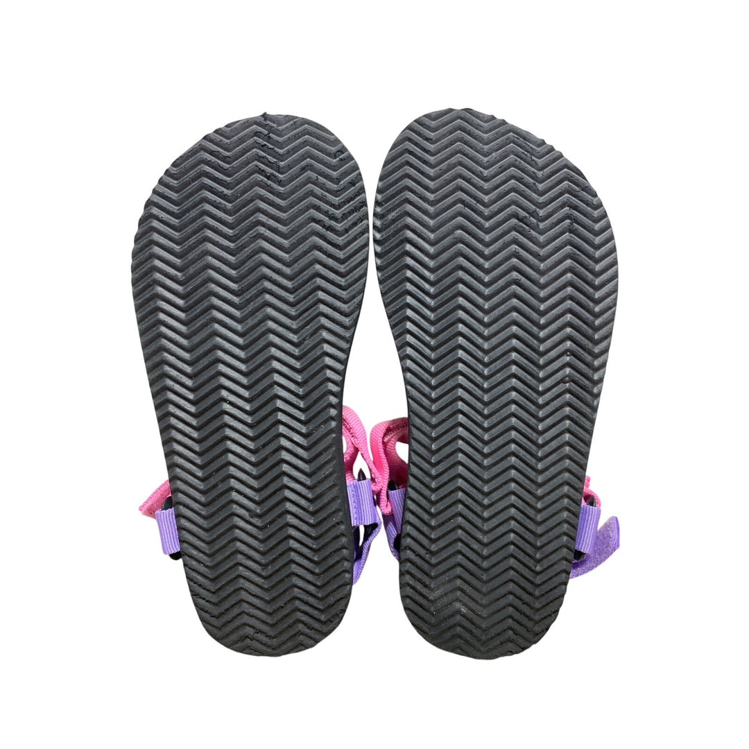Kids Size 5 Pink Purple Yellow Sandal Open Round Toe Hook Loop Straps Shoes