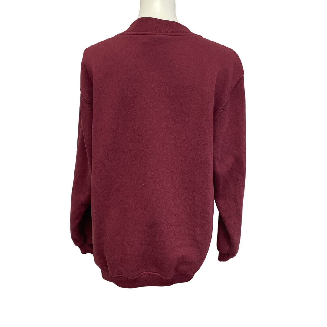 Hand Printed Medium Upcycled Rustic Woody Pine Cone Long Sleeve Snap Sweatshirt