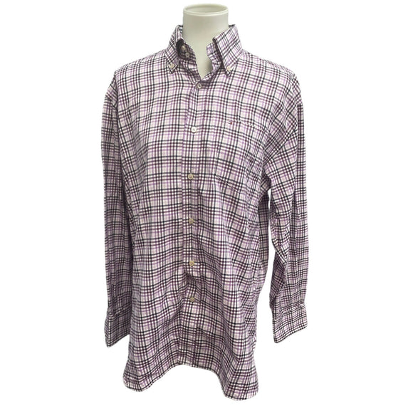 Tommy Hilfiger Mens Medium 100% Cotton Gingham Long Sleeve Button Down Shirt