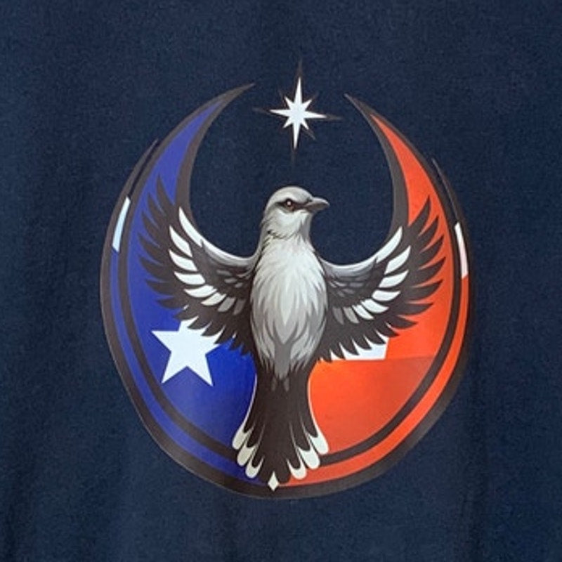 Upcycled Hand Printed Mens Large Texas Rebel Alliance Bird Anti-Ice Sweatshirt
