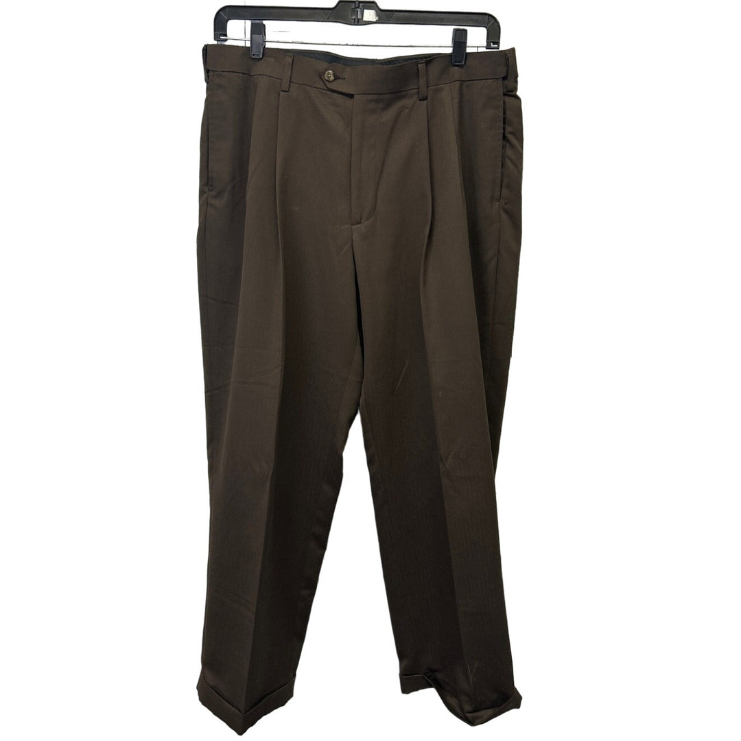 Lot of 2 George Mens 38 X 30 Brown Tan Casual Career Polyester Cotton Pants